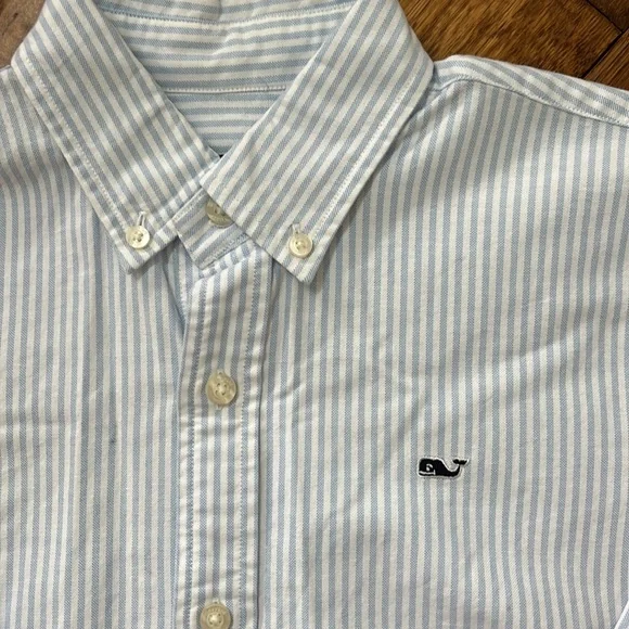 Vineyard Vines NWOT Youth Boys S (8-10) Navy/White stripe Oxford - Picture 2 of 5